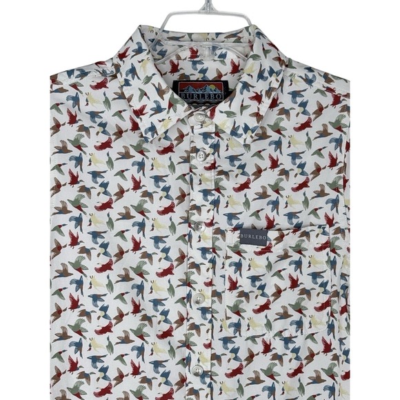 BURLEBO Other - Burlebo Mens Small Duck‎ All Over Pattern Short Sleeve Button Down Outdoor Shirt